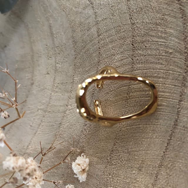 Bague réglable dorée avec anneau ovale sur le dessus Souris Grenadine