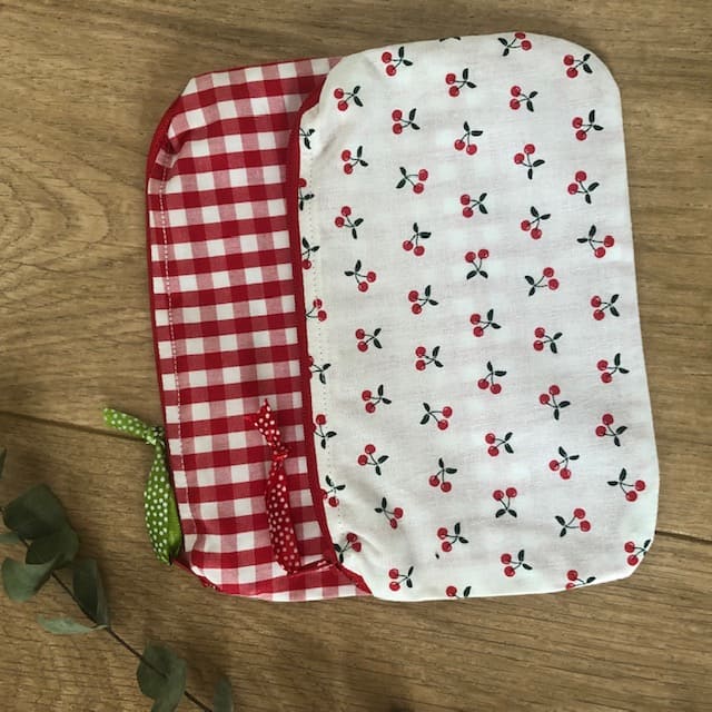 Trousse pochette en tissu coton motifs cerises ou vichy rouge et blanc Souris Grenadine