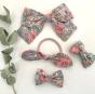 Accessoires cheveux tissu Liberty Meadow Song rose Souris Grenadine