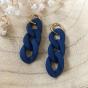 Boucles d'oreilles maillons bleu marine style chaîne Souris Grenadine
