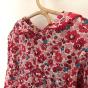Dos boutonné blouse fille en coton fleuri rouge Souris Grenadine