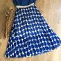 Long lined pleated skirt with blue polka dot patterns Souris Grenadine