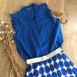 Zoom pleated skirt lined long with blue pea patterns Souris Grenadine